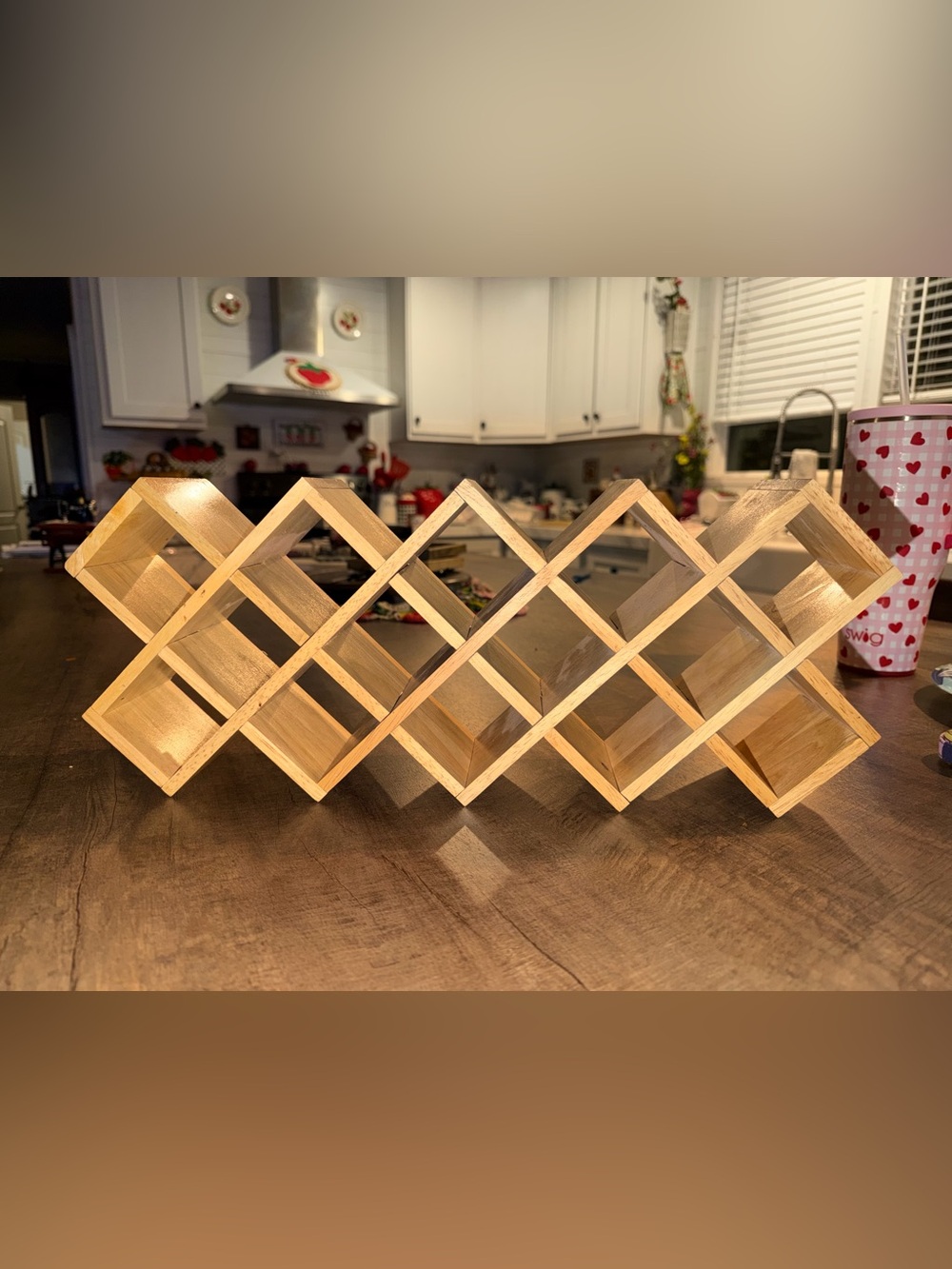 Natural Wood Geometric Wall Shelf - Light Wood